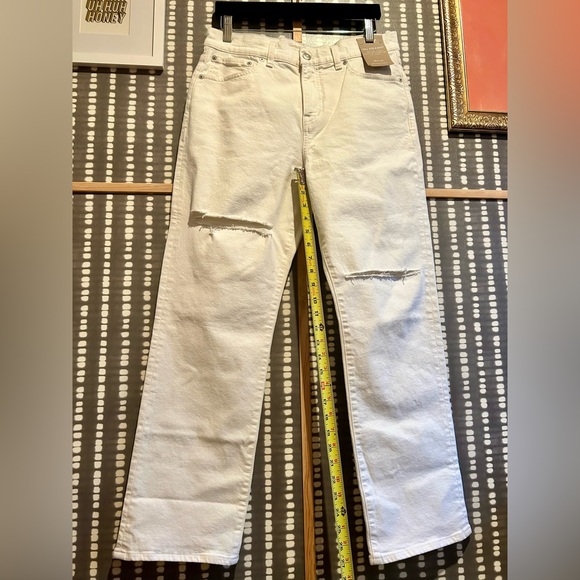 💜 NWT Madewell Tile White The Petite '90s Straight Jean Size 29P - Picture 8 of 11